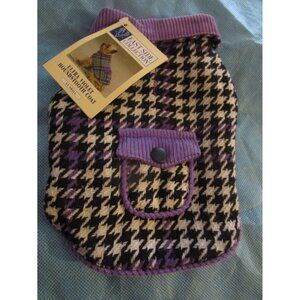 NWT East Side Collection Ultra Violet Houndstooth Coat Dog Puppy Jacket XX Small